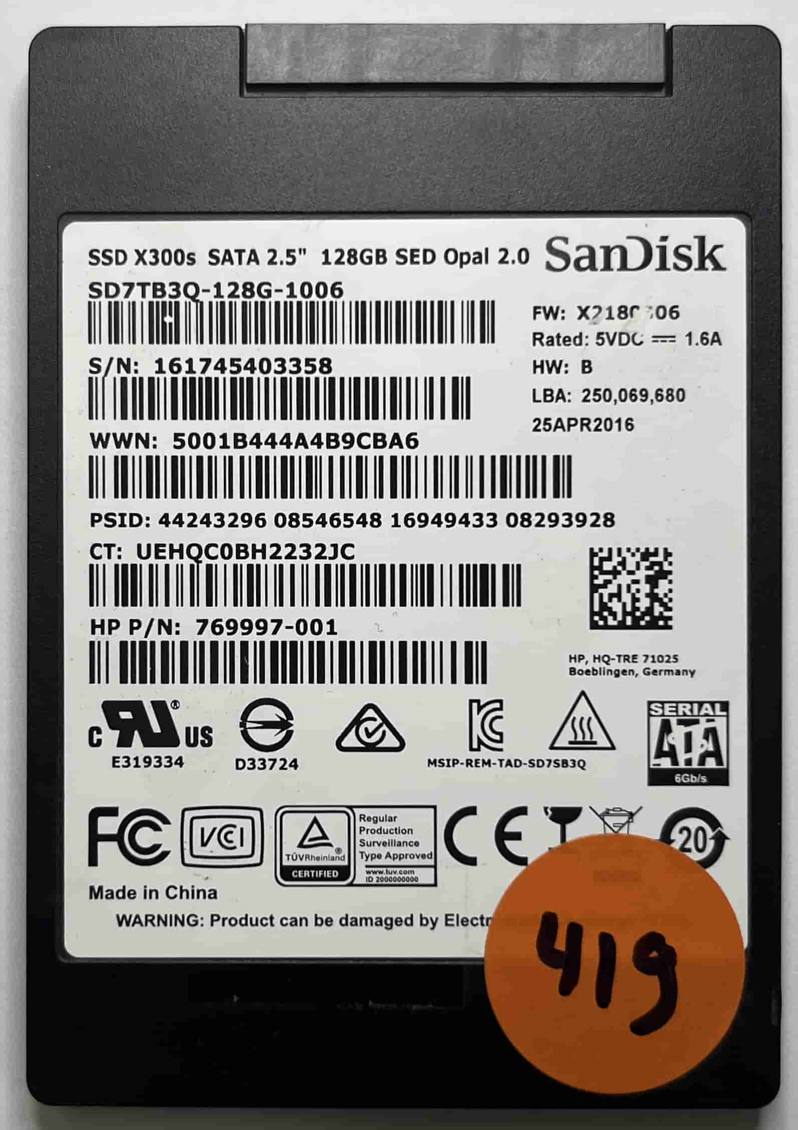 SANDISK SD7TB3Q-128G-1006 (419) SSD for Sale