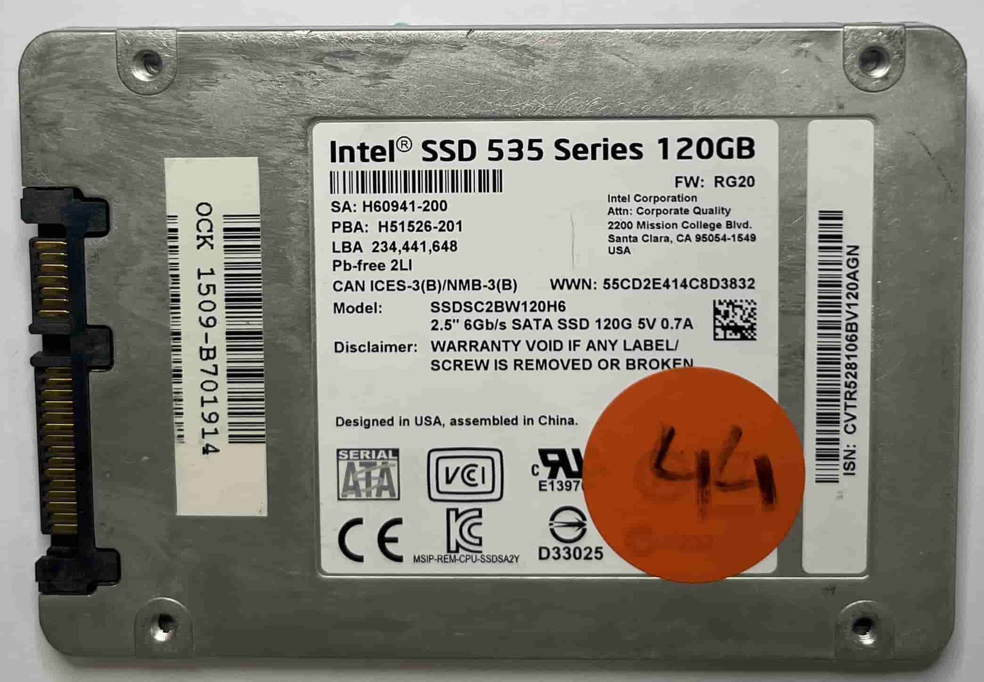 INTEL SSDSC2BW120H6 (44) SSD for Sale