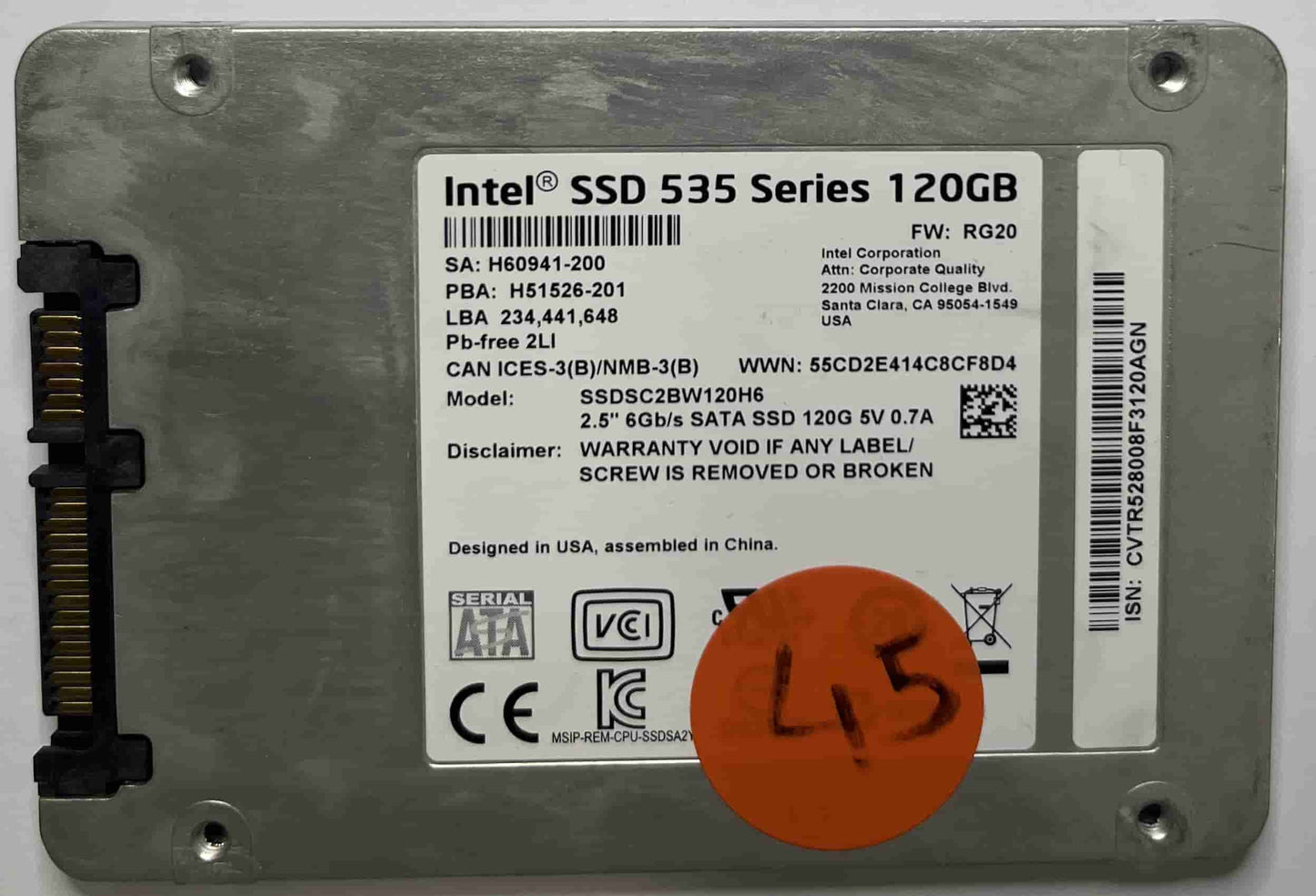 INTEL SSDSC2BW120H6 (45) SSD for Sale