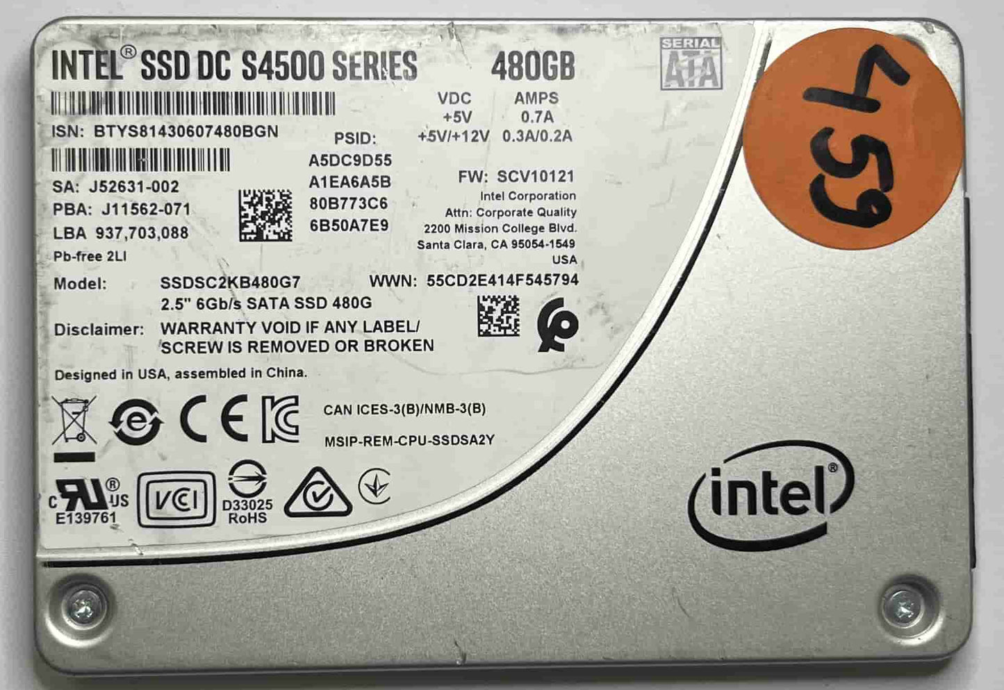 INTEL SSDSC2KB480G7 (459) SSD for Sale