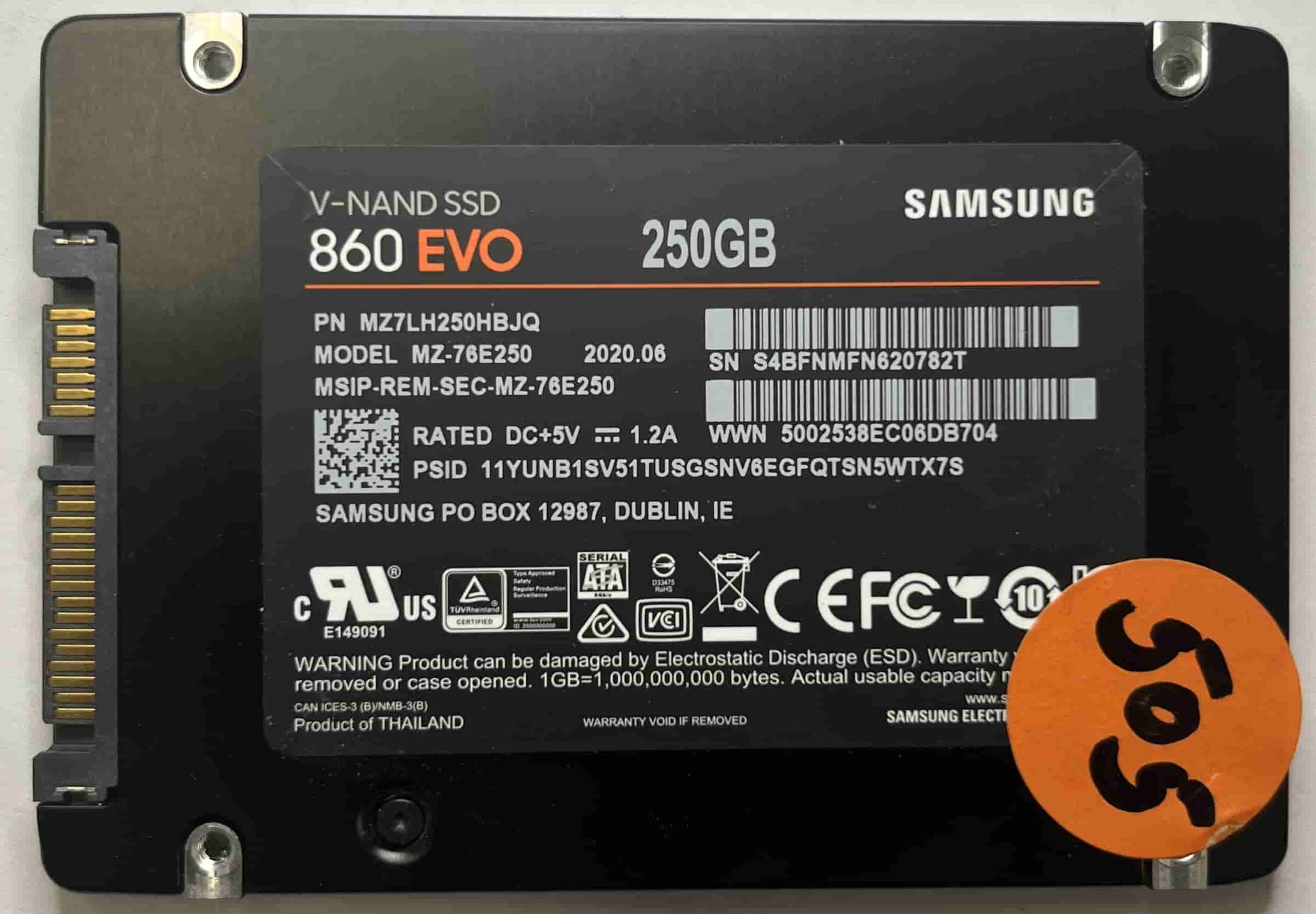 SAMSUNG MZ-76E250 MZ7LH250HBJQ (505) SSD for Sale