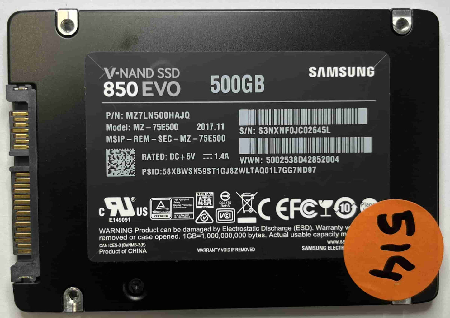 SAMSUNG MZ-75E500 MZ7LN500HAJQ (514) SSD for Sale