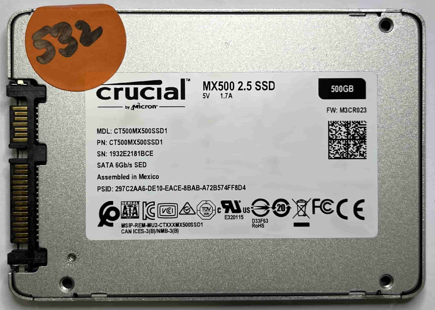 CRUCIAL CT500MX500SSD1 CT500MX500SSD1 (532) SSD for Sale