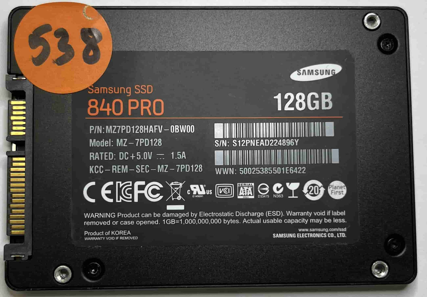 SAMSUNG MZ-7PD128 MZ7PD128HAFV-0BW00 (538) SSD for Sale