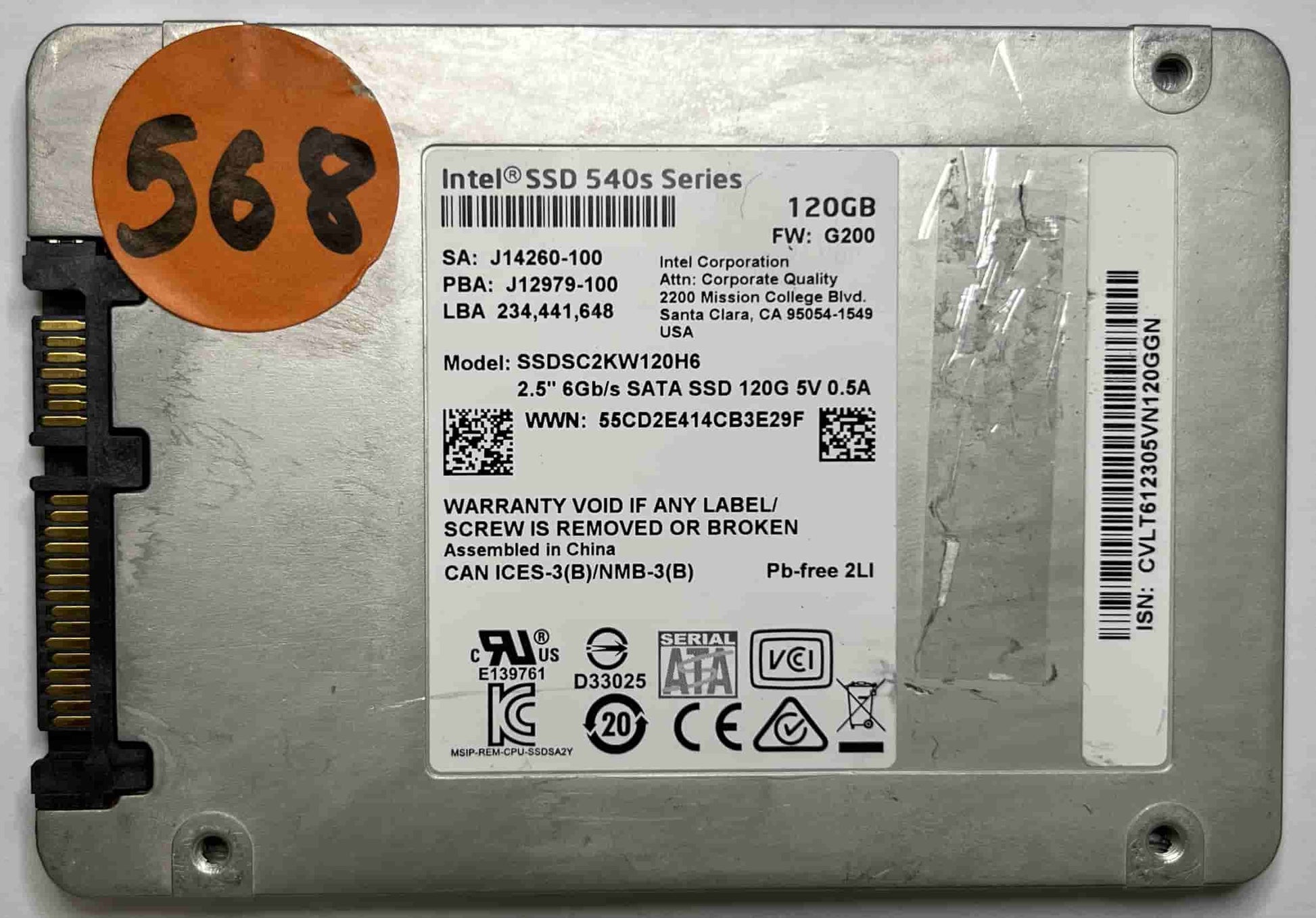 INTEL SSDSC2KW120H6 (568) SSD for Sale