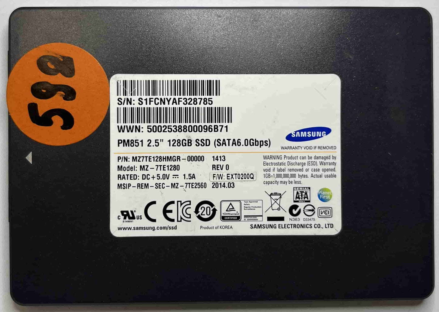 SAMSUNG MZ7TE1280 MZ7TE128HMGR-00000 (592) SSD for Sale