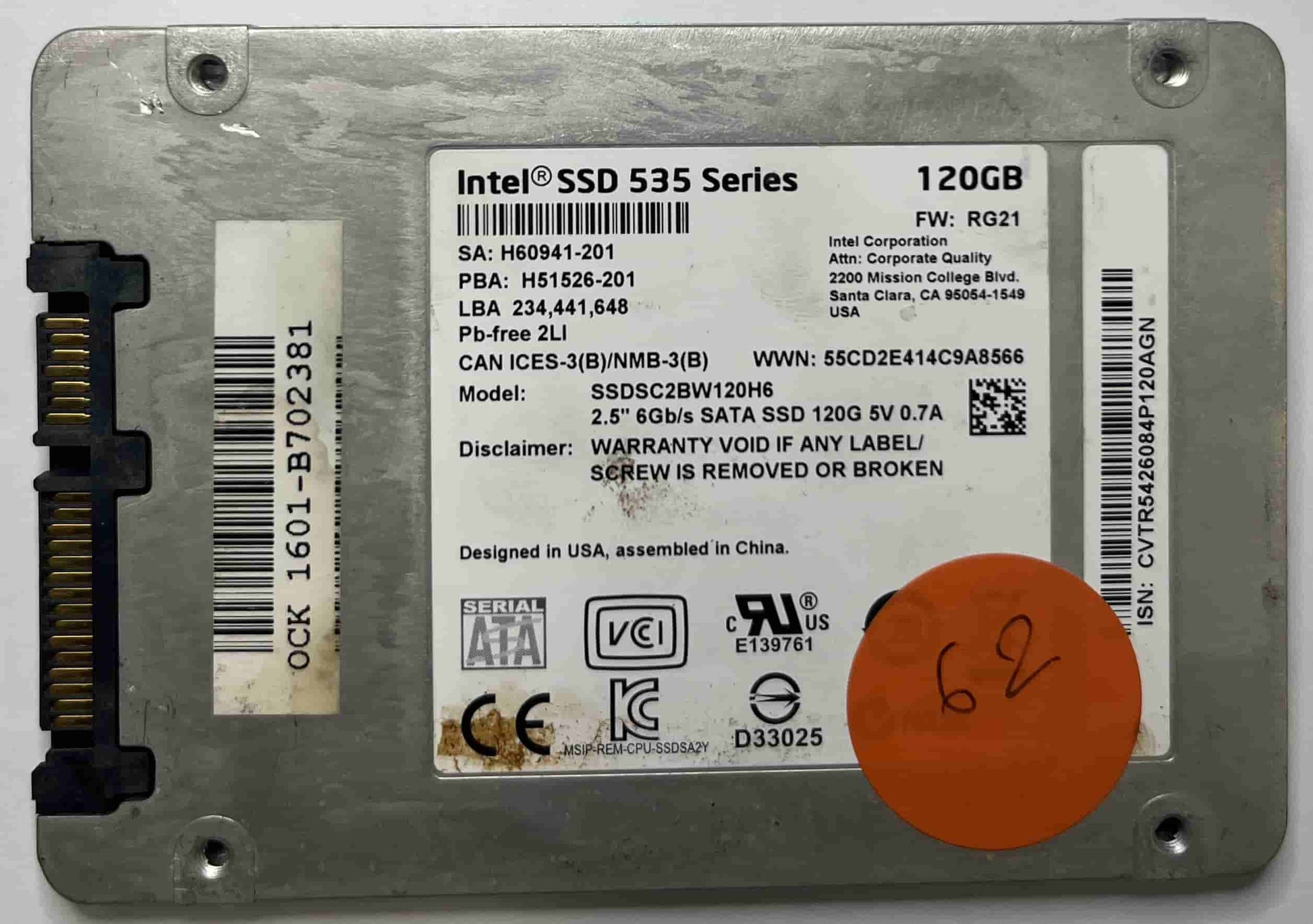 INTEL SSDSC2BW120H6 (62) SSD for Sale