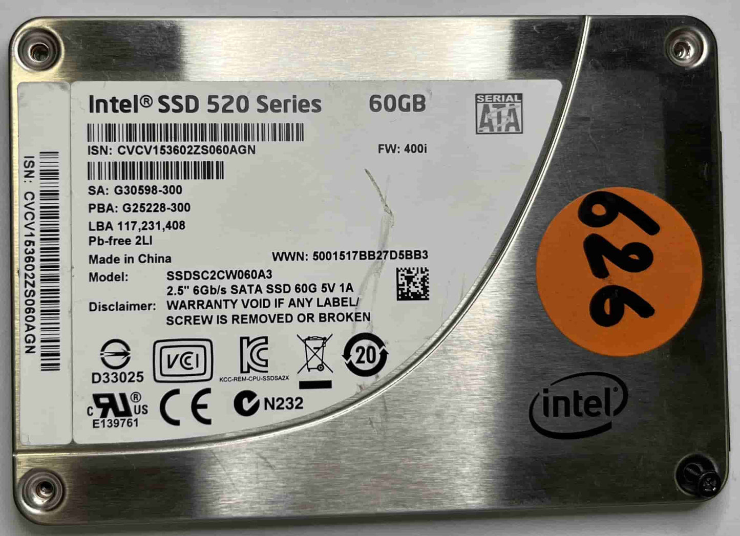 INTEL SSDSC2CW060A3 (626) SSD for Sale