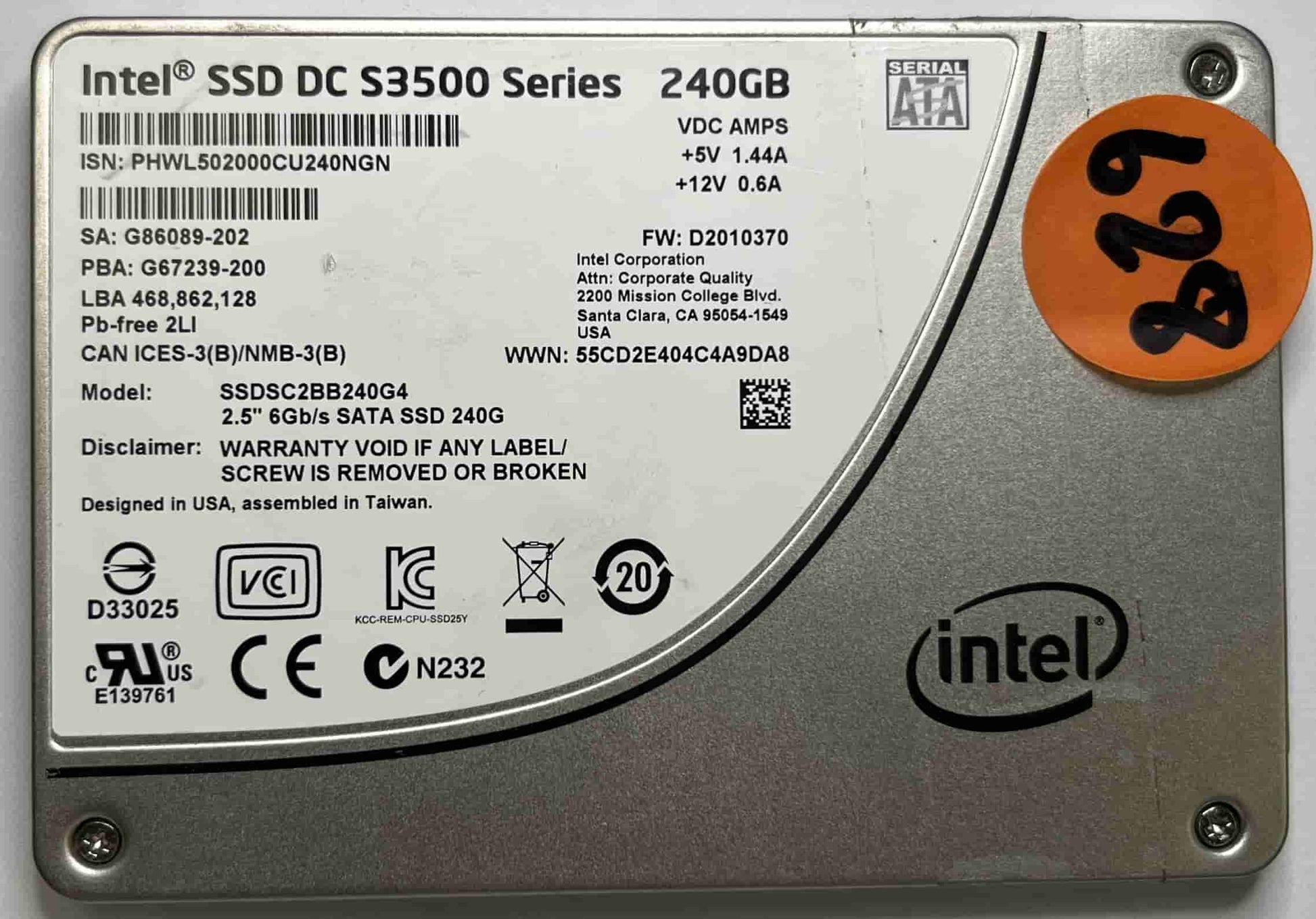 INTEL SSDSC2BB240G4 (628) SSD for Sale