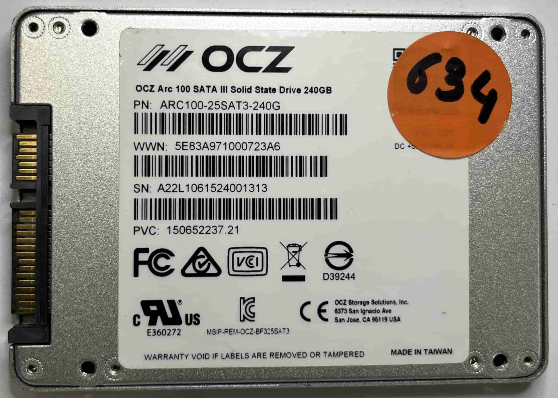 OCZ-ARC ARC100-25SAT3-240G ARC100-25SAT3-240G (634) SSD for Sale