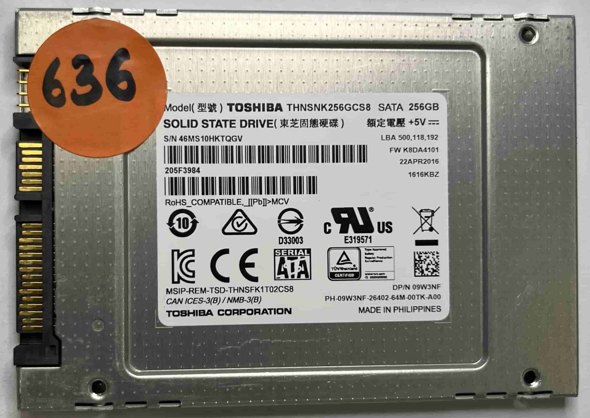 TOSHIBA THNSNK256GCS8 (636) SSD for Sale