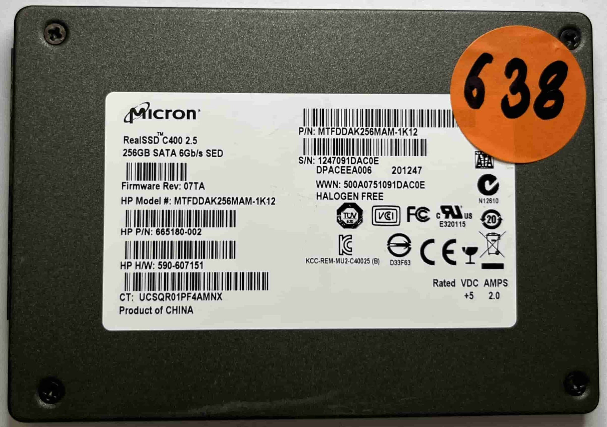 MICRON MTFDDAK256MAM 665180-002 (638) SSD for Sale