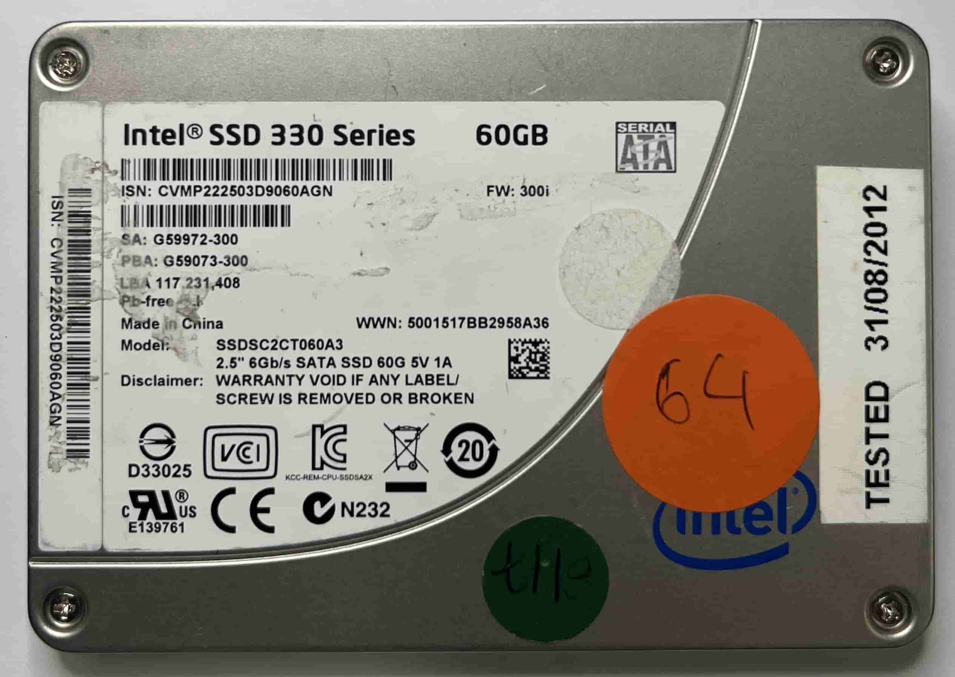 INTEL SSDSC2CT060A3 (64) SSD for Sale