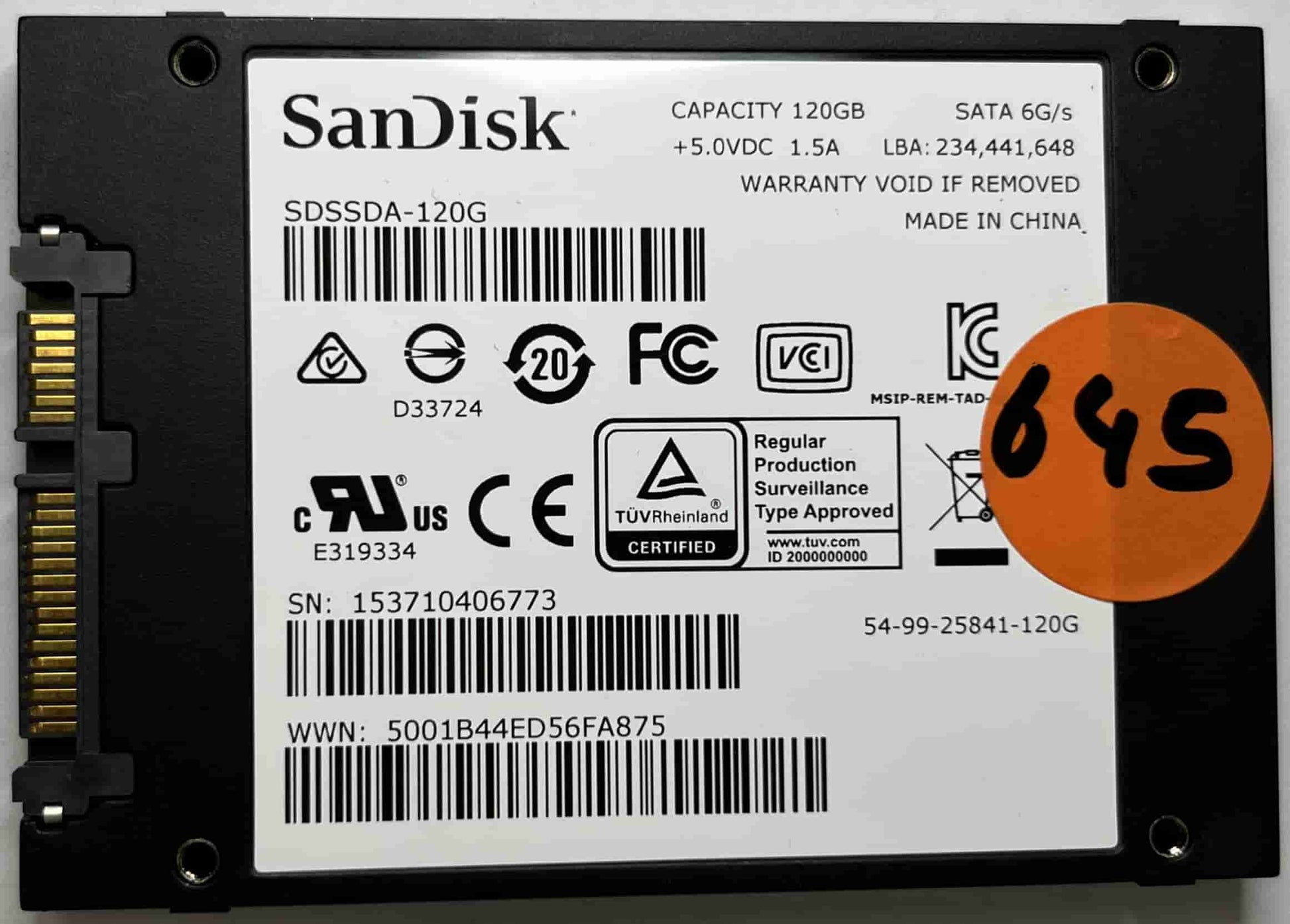 SANDISK SDSSDA120G (645) SSD for Sale