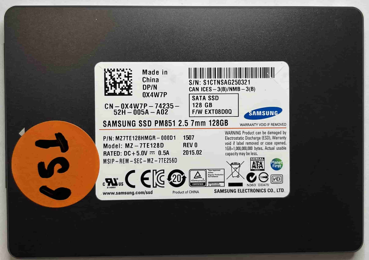 SAMSUNG MZ-7TE128D MZ7TE128HMGR-000D1 (651) SSD for Sale