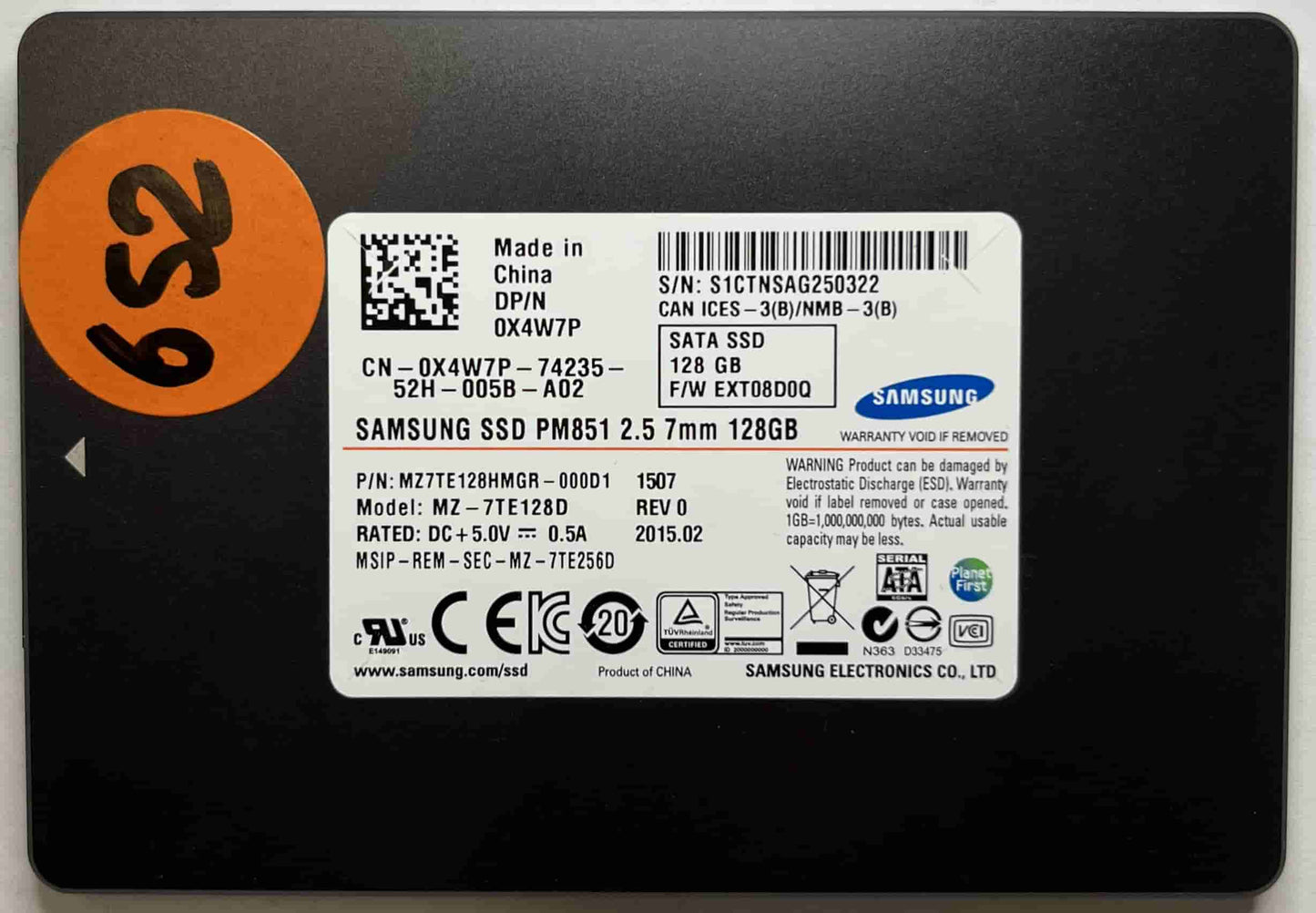 SAMSUNG MZ-7TE128D MZ7TE128HMGR-000D1 (652) SSD for Sale