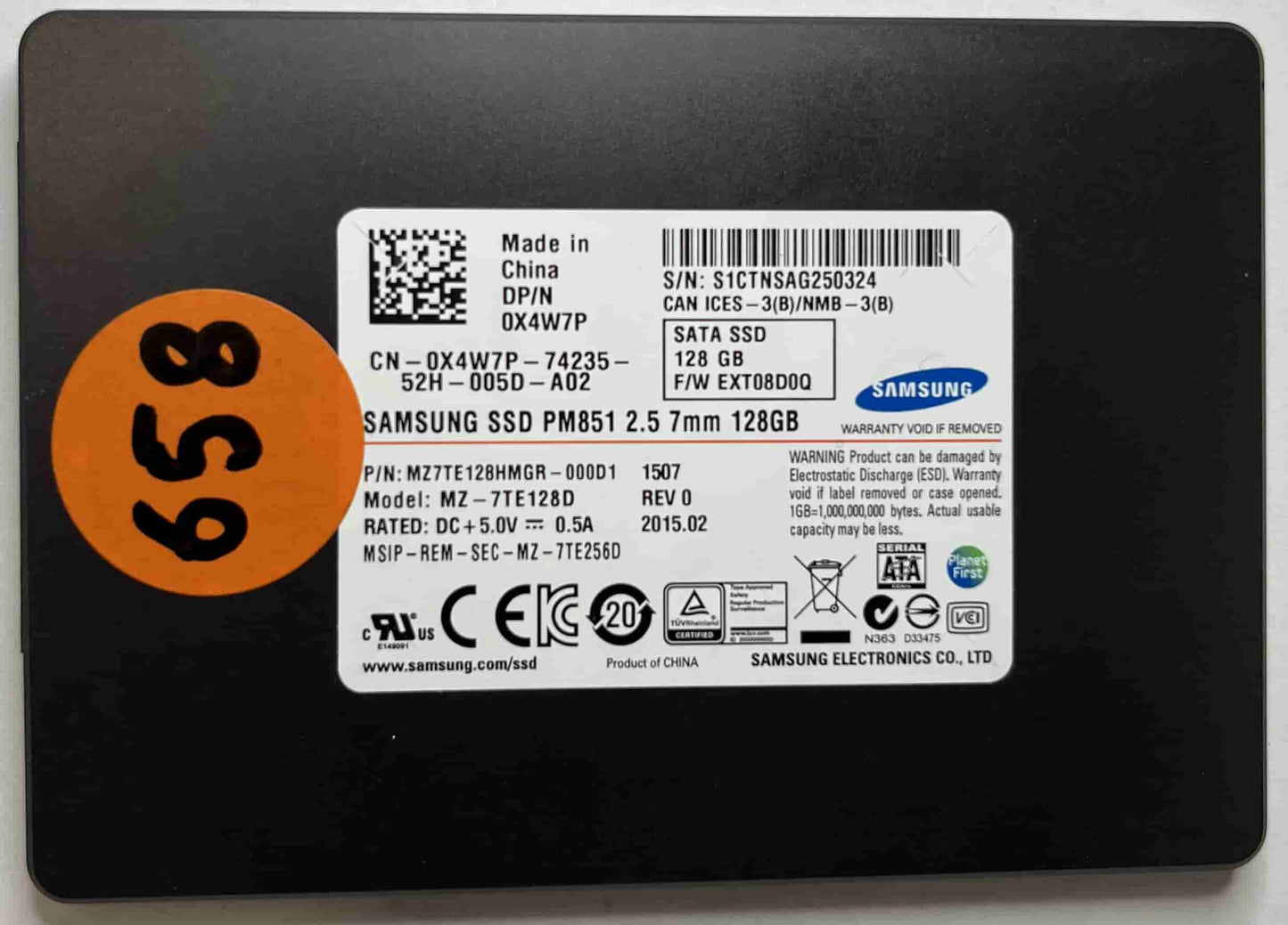 SAMSUNG MZ-7TE128D MZ7TE128HMGR-000D1 (658) SSD for Sale