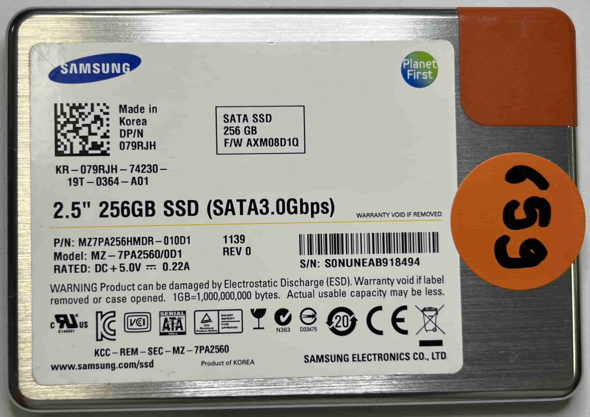 SAMSUNG MZ-7PA2560/0D1 MZ7PA256HMDR-010D1 (659) SSD for Sale