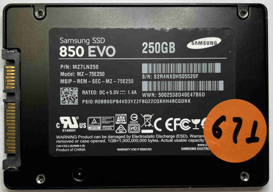 SAMSUNG MZ-75E250 MZ7LN250 (671) SSD for Sale