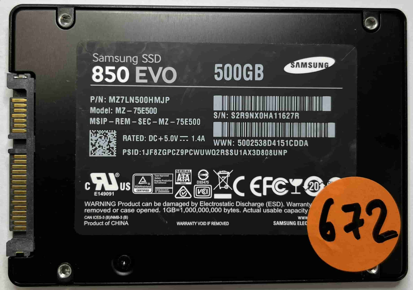 SAMSUNG MZ-75E500 MZ7LN500HMJP (672) SSD for Sale