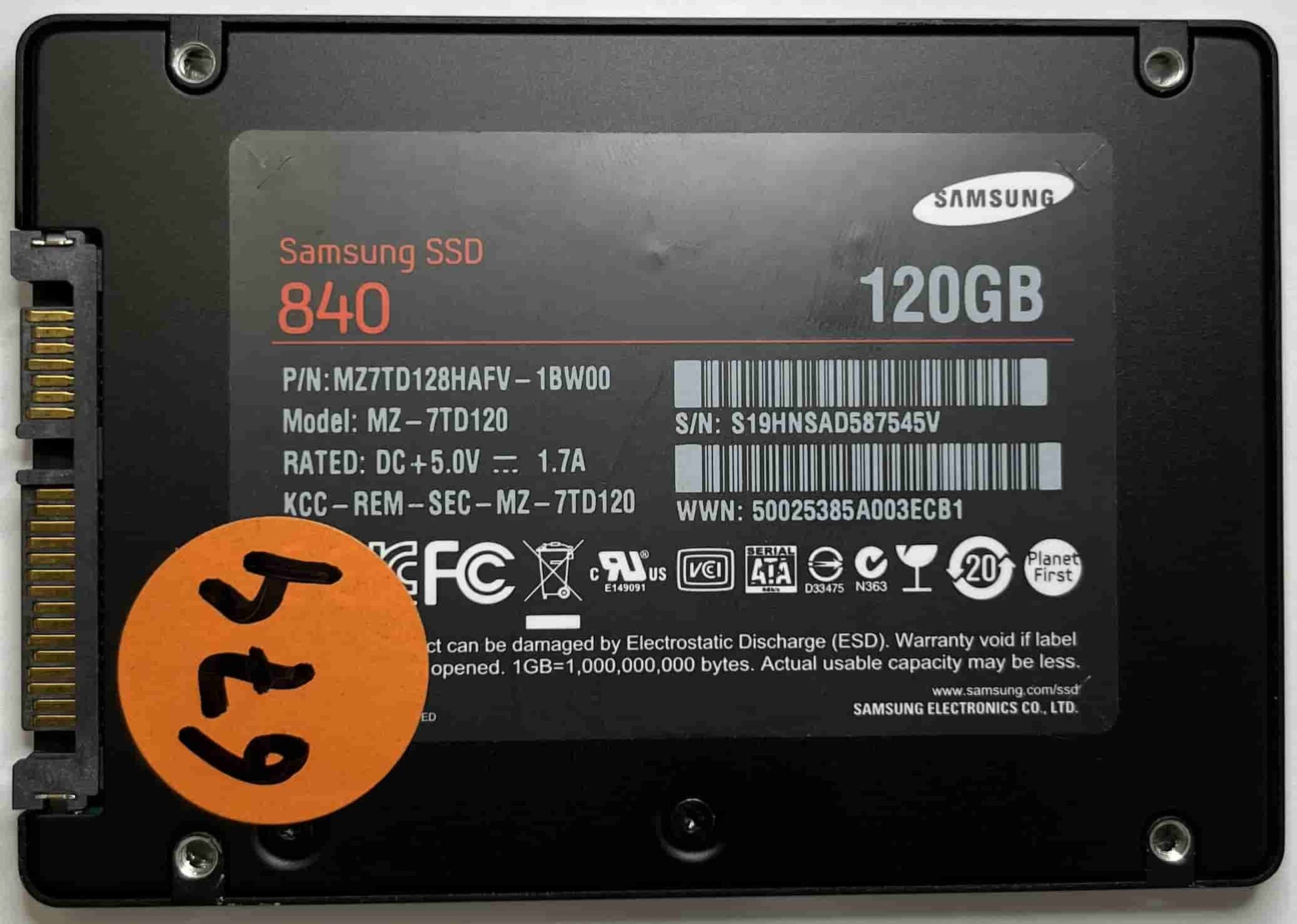 SAMSUNG MZ-7TD120 MZ7TD128HAFV (674) SSD for Sale