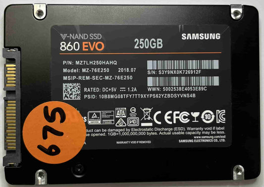 SAMSUNG MZ-76E250 MZ7LH250HAHQ (675) SSD for Sale