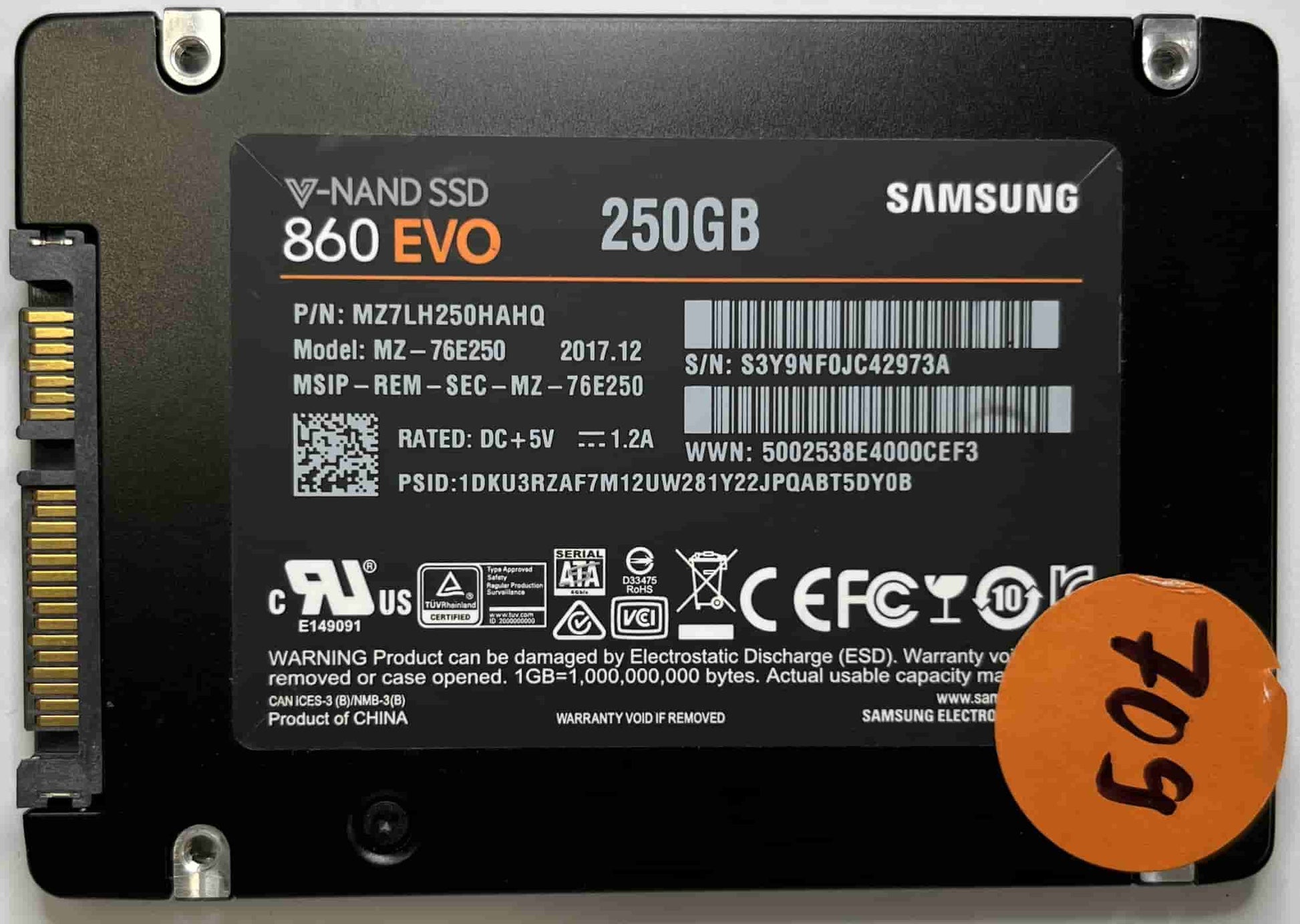 SAMSUNG MZ-76E250 MZ7LH250HAHQ (709) SSD for Sale