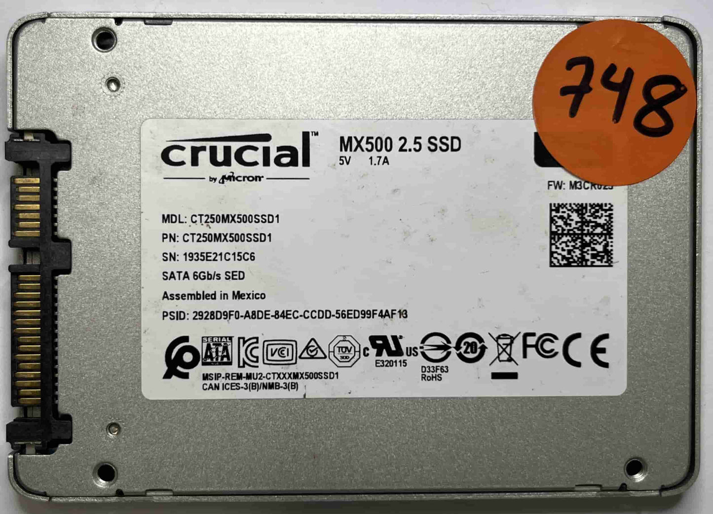 CRUCIAL CT250MX500SSD1 CT250MX500SSD1 (748) SSD for Sale