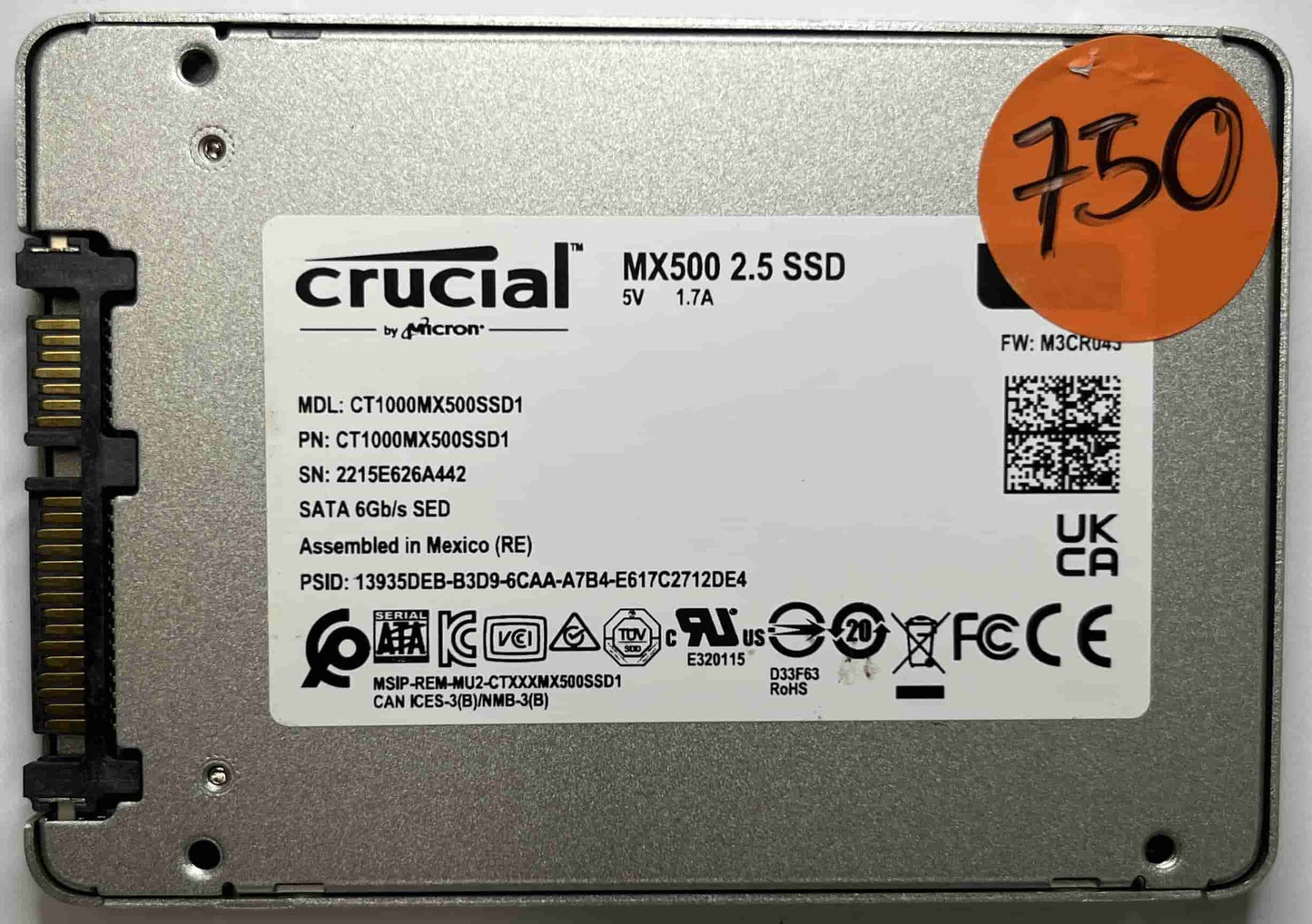 CRUCIAL CT1000MX500SSD1 CT1000MX500SSD1 (750) SSD for Sale