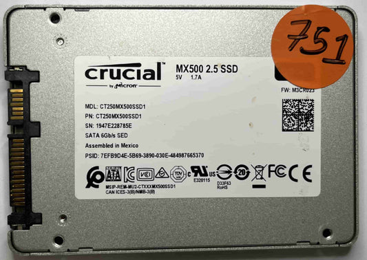 CRUCIAL CT250MX500SSD1 CT250MX500SSD1 (751) SSD for Sale