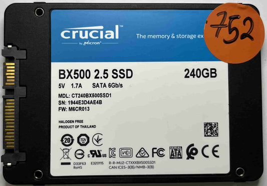 CRUCIAL CT240BX500SSD1 (752) SSD for Sale