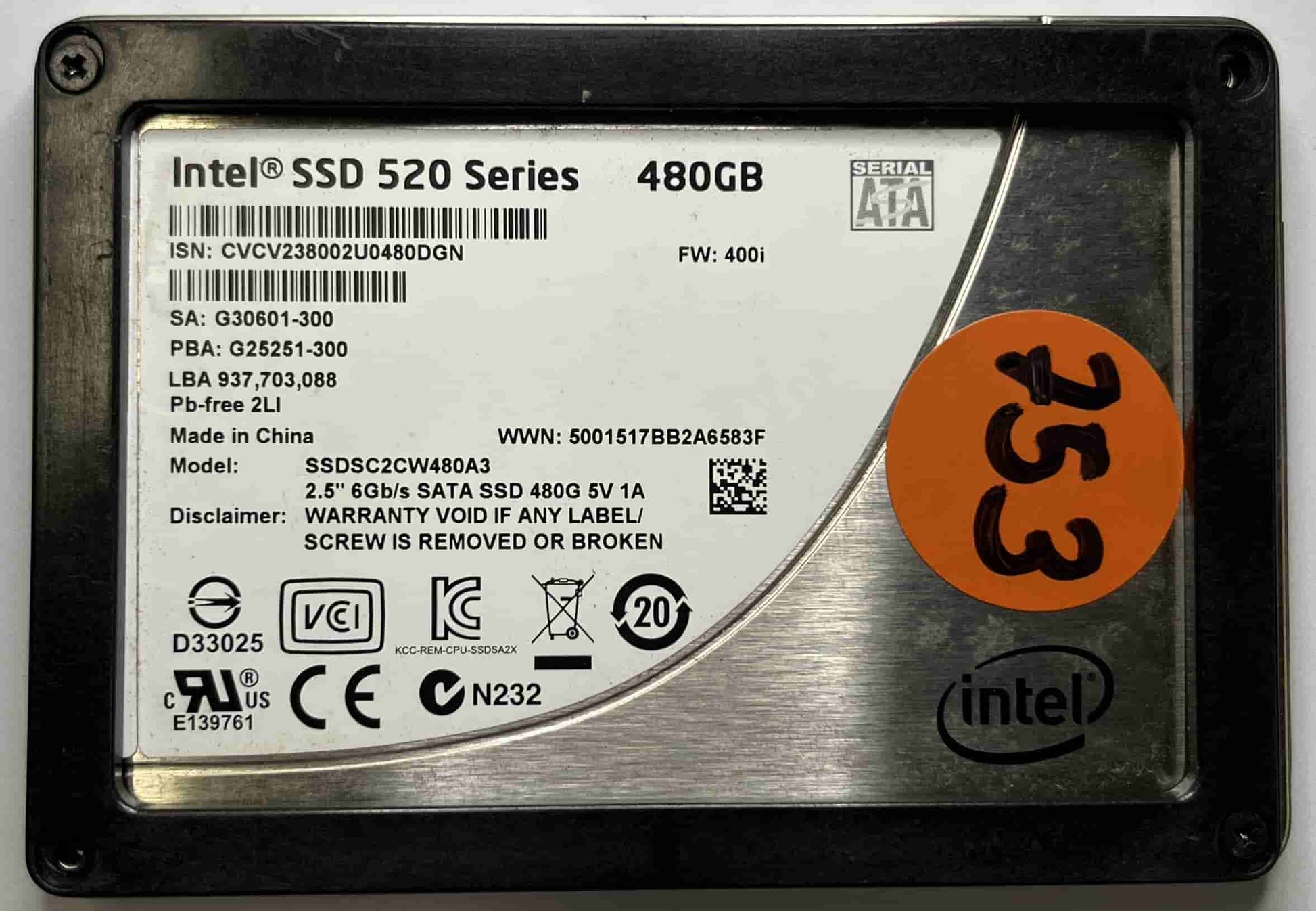 INTEL SSDSC2CW480A3 (753) SSD for Sale