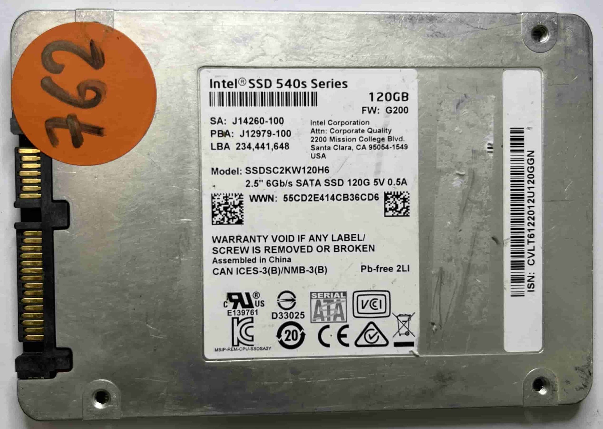 INTEL SSDSC2KW120H6 (762) SSD for Sale