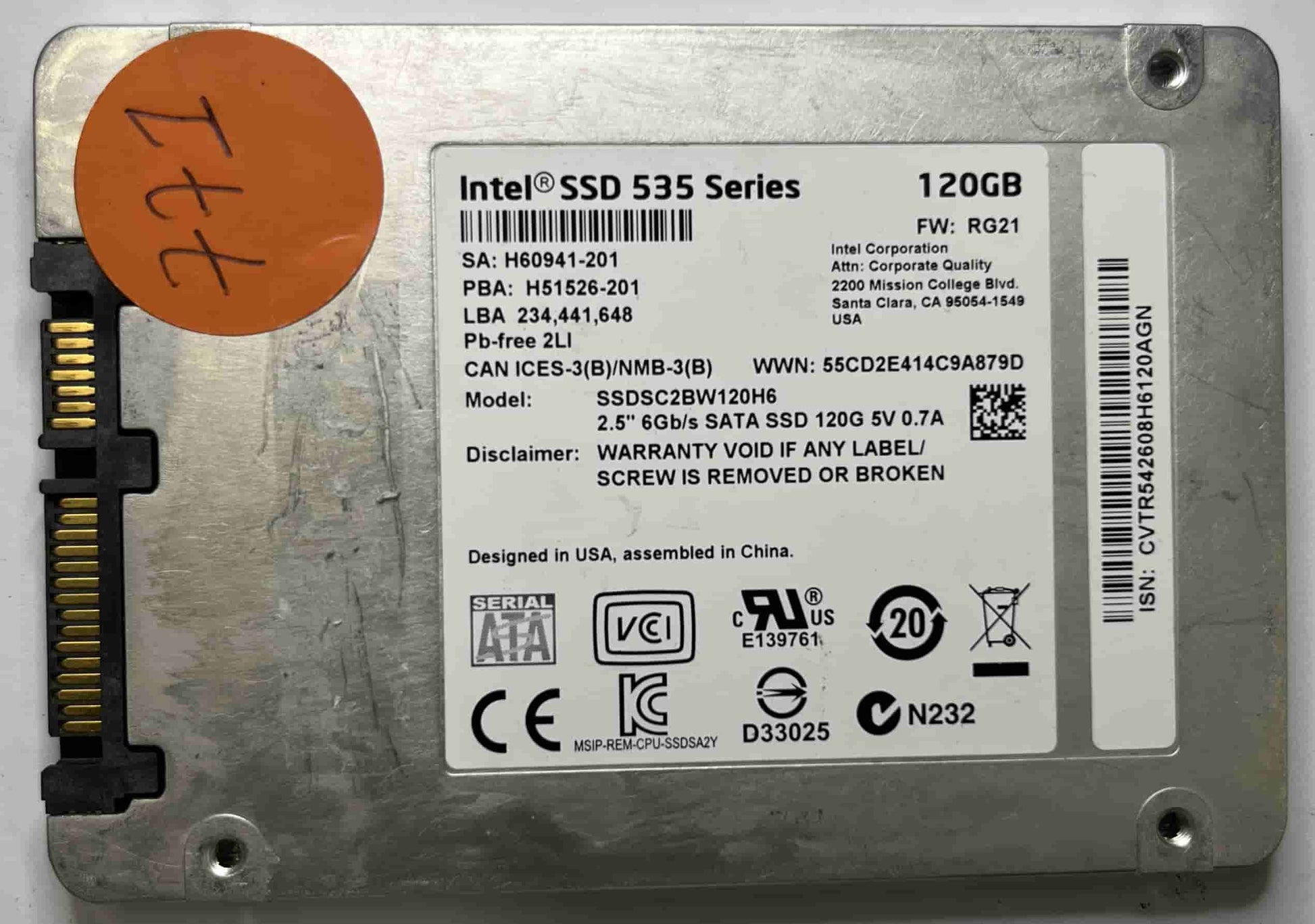 INTEL SSDSC2BW120H6 (771) SSD for Sale