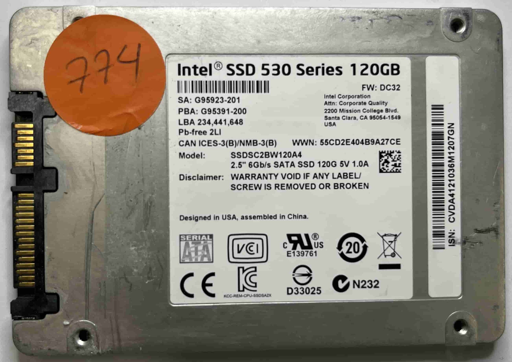 INTEL SSDSC2BW120A4 (774) SSD for Sale