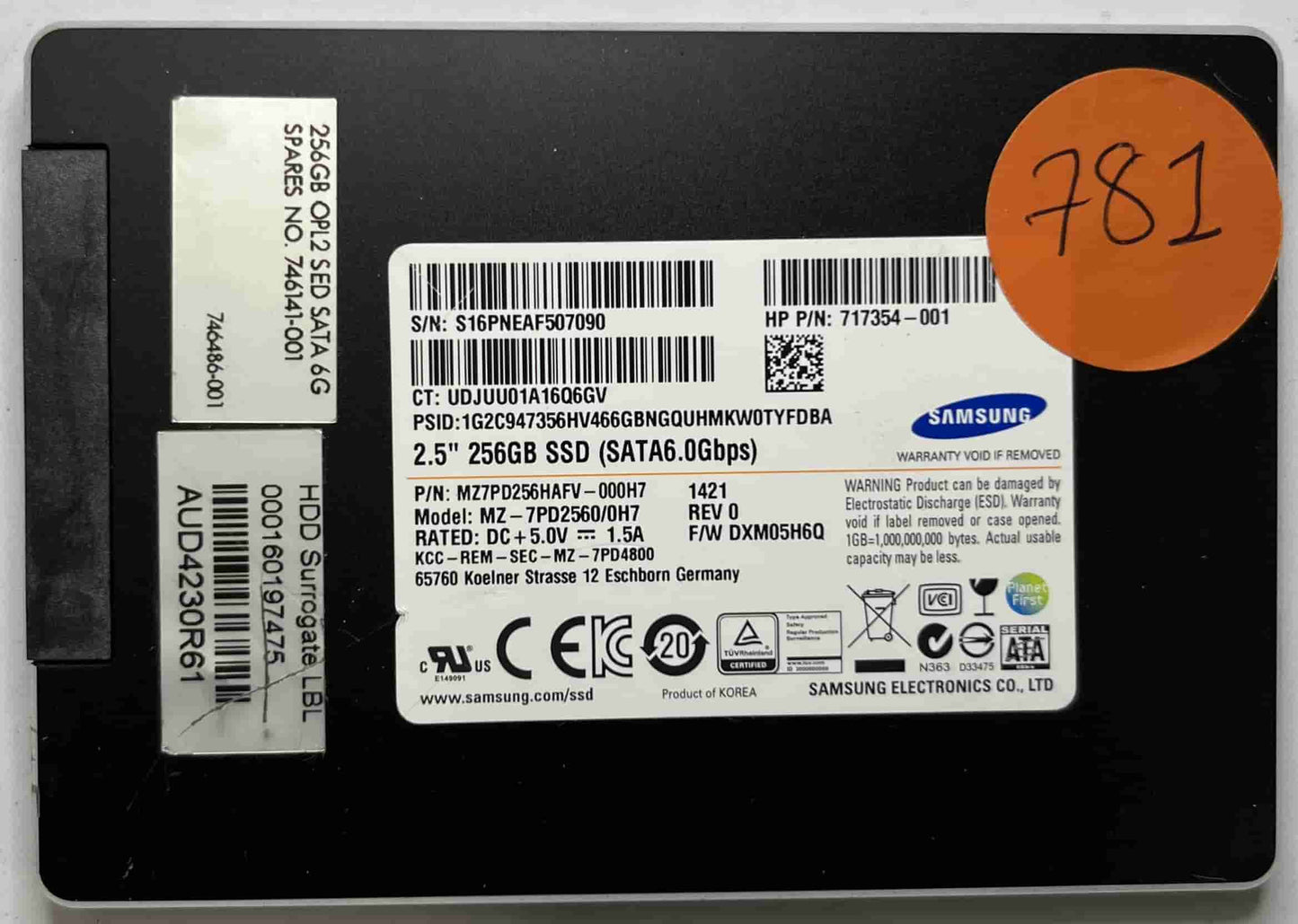 SAMSUNG MZ-7PD2560/0H7 MZ7PD256HAFV-000H7 (781) SSD for Sale