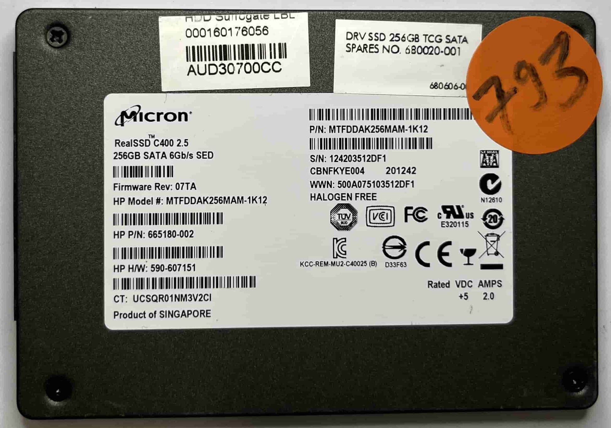 MICRON MTFDDAK256MAM-1K12 MTFDDAK256MAM-1K12 (793) SSD for Sale