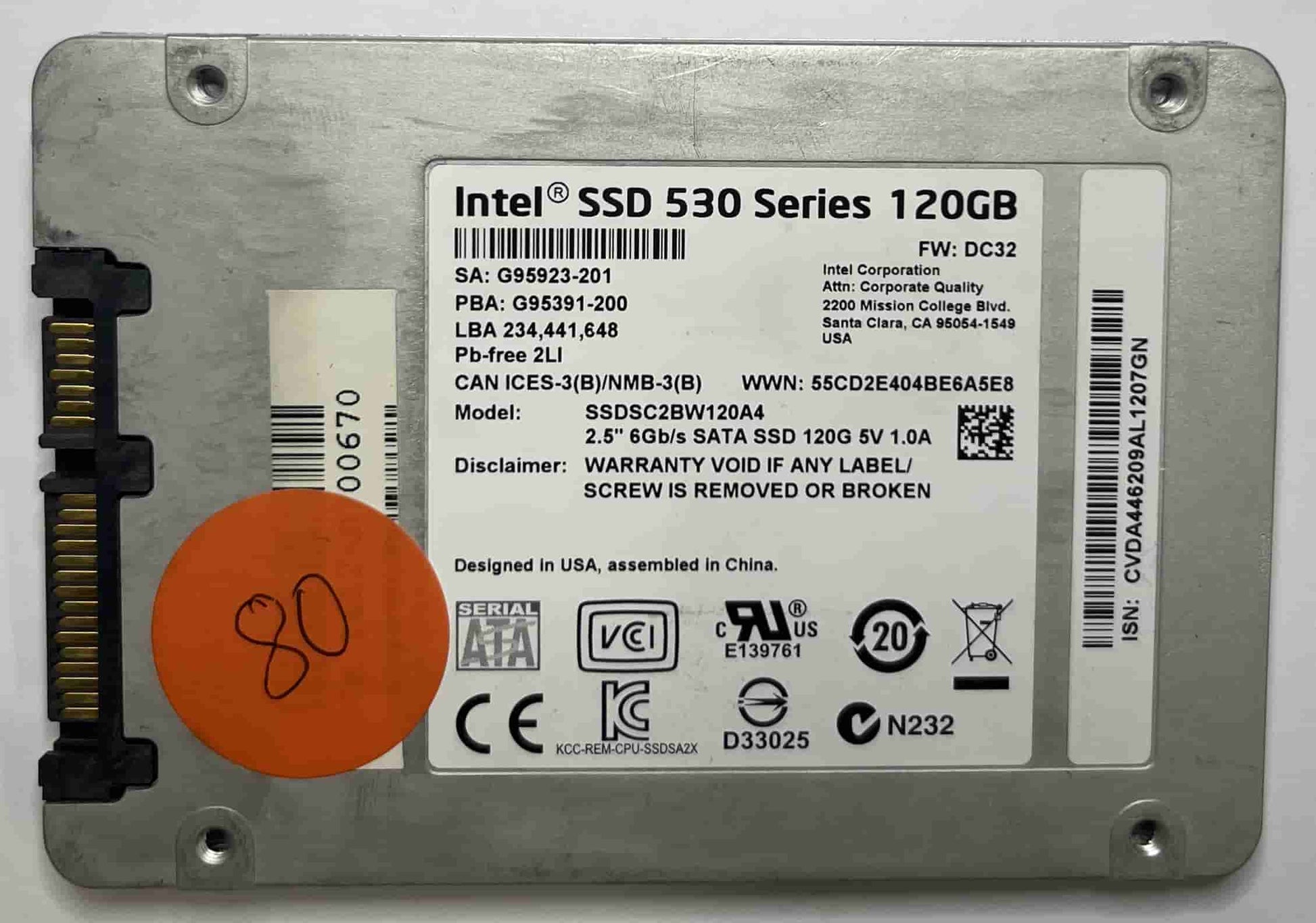 INTEL SSDSC2BW120A4 (80) SSD for Sale