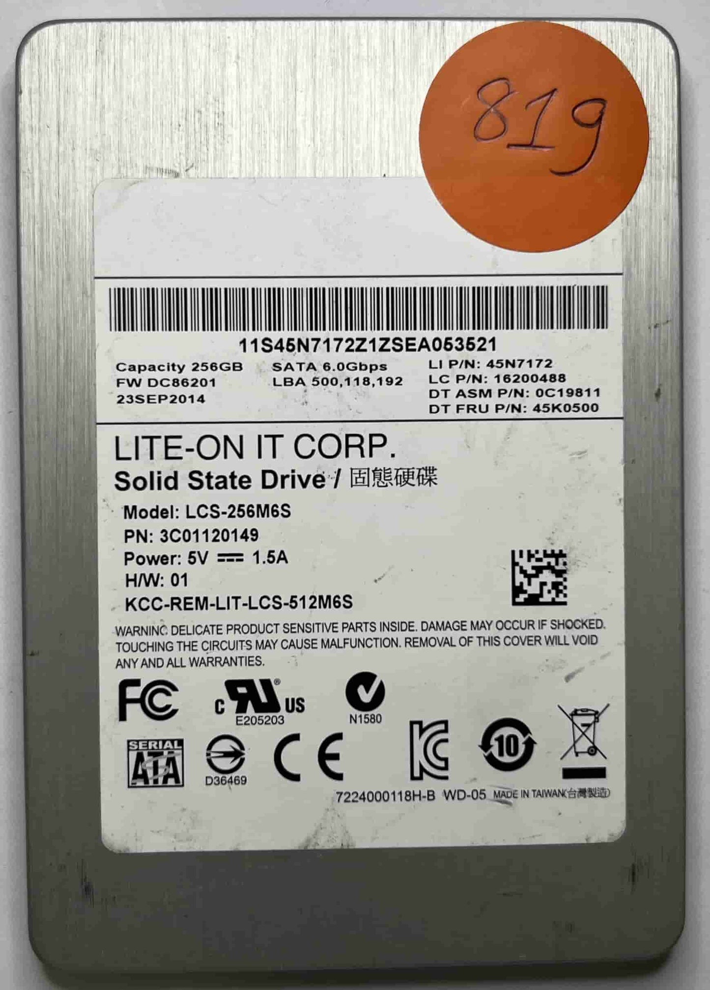 LITEONIT LCS-256M6S 3C01120149 (819) SSD for Sale