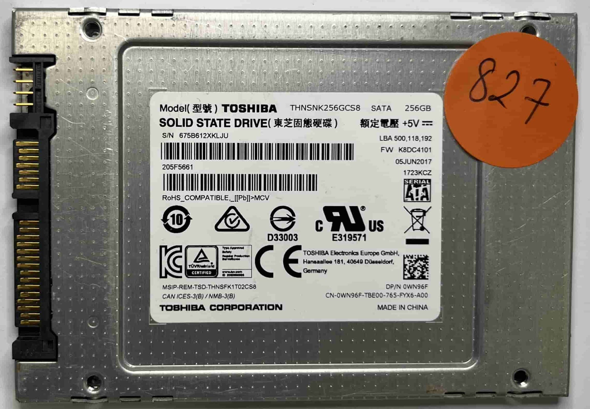 TOSHIBA THNSNK256GCS8 (827) SSD for Sale