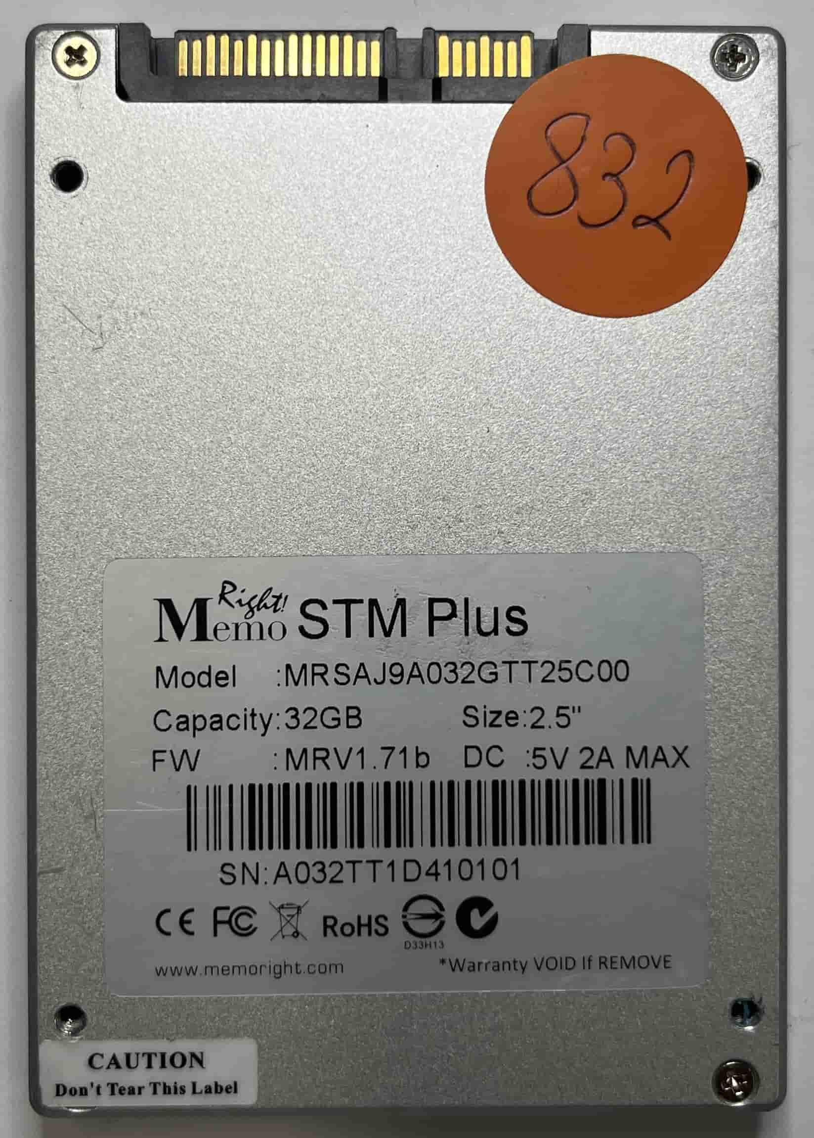 MEMO RIGHT MRSAJ9A032GTT25C00 (832) SSD for Sale