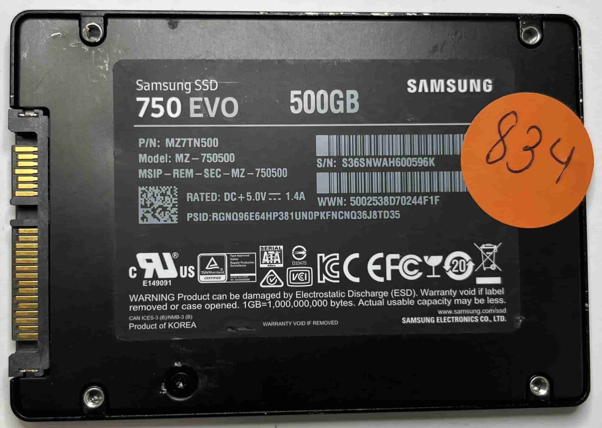 SAMSUNG MZ-750500 MZ7TN500 (834) SSD for Sale