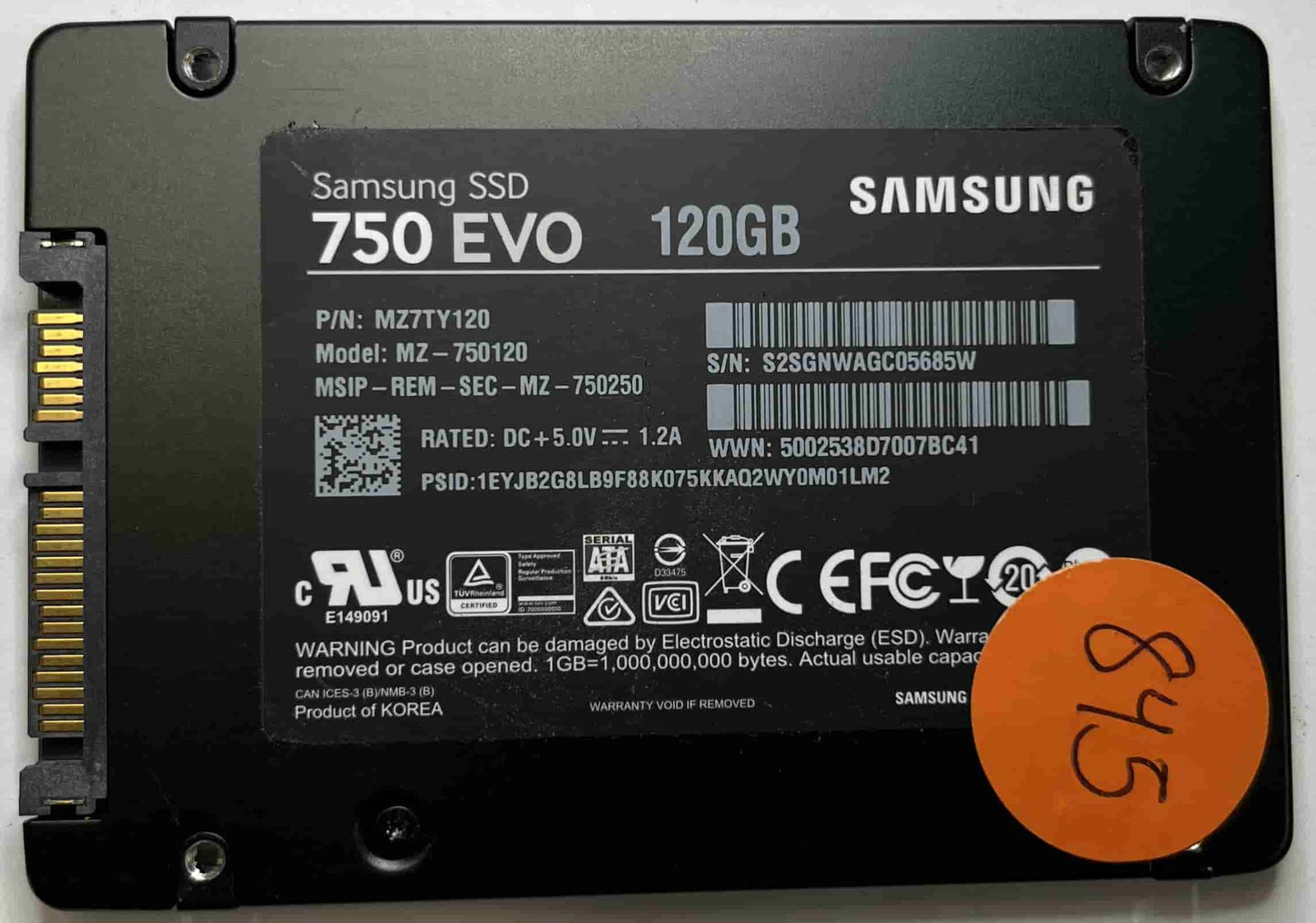 SAMSUNG MZ-750120 MZ7TY120 (845) SSD for Sale