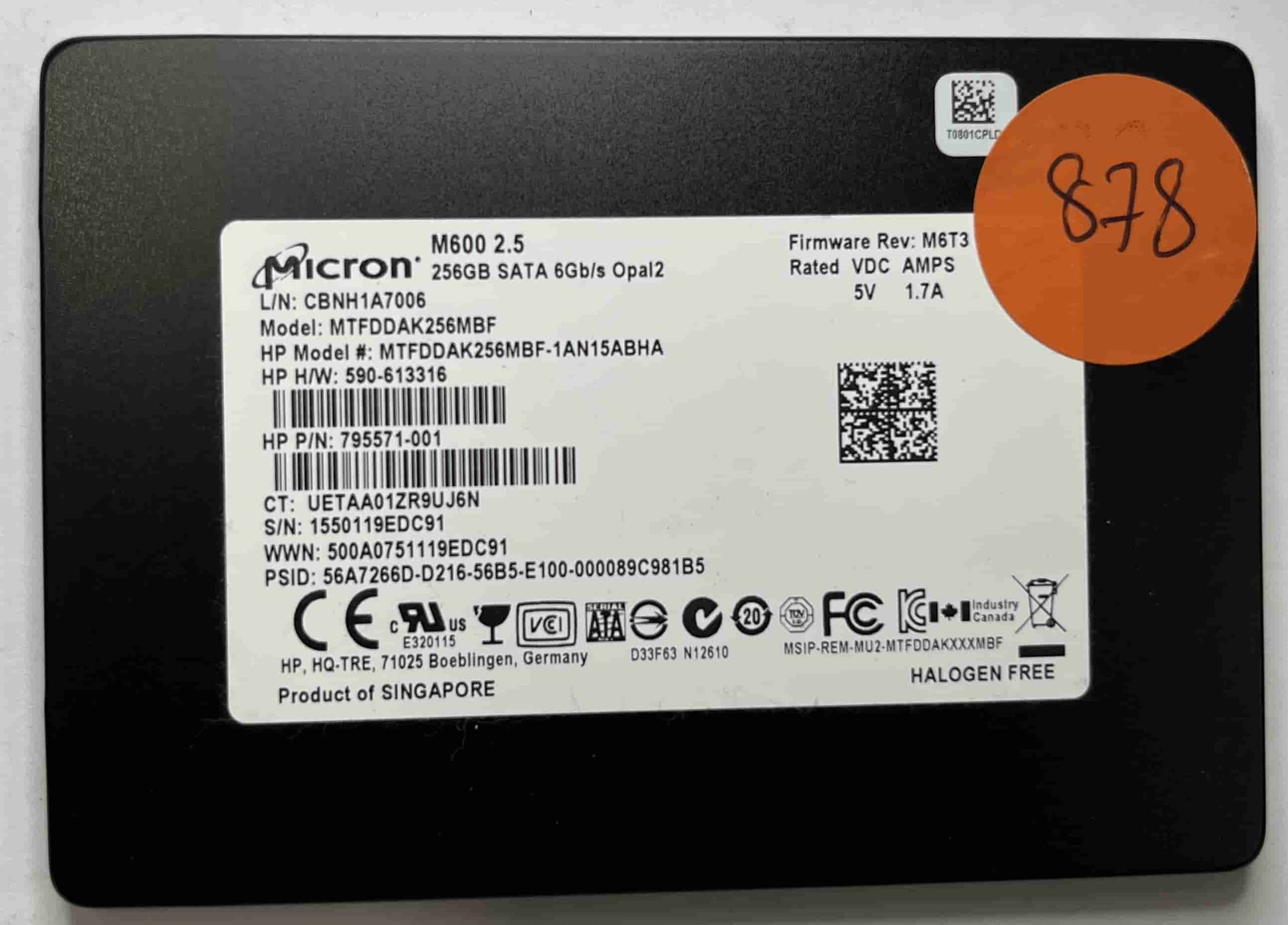 MICRON MTFDDAK256MBF (878) SSD for Sale