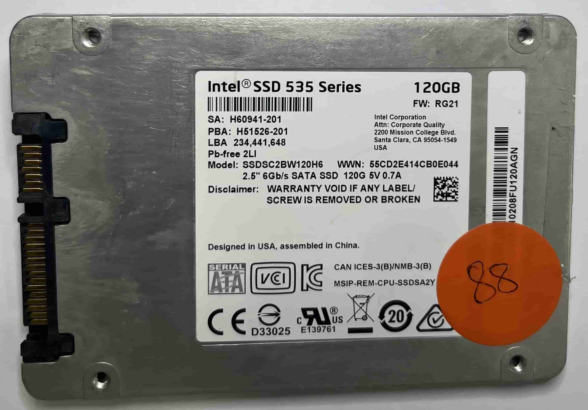 INTEL SSDSC2BW120H (88) SSD for Sale