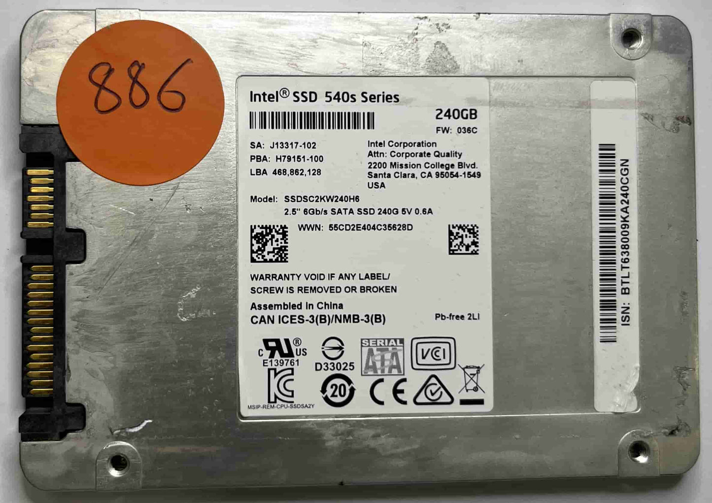 INTEL SSDSC2KW240H6 (886) SSD for Sale