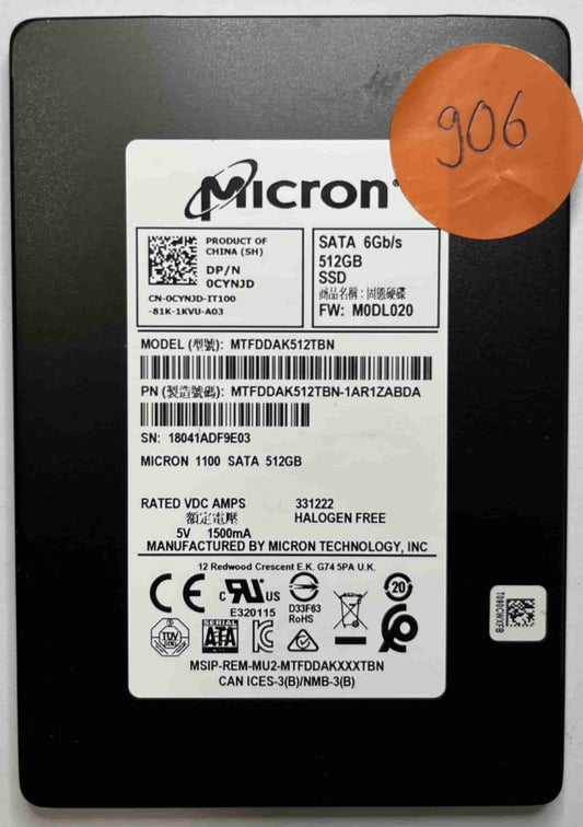 MICRON MTFDDAK512TBN MTFDDAK512TBN-1AR1ZABDA (906) SSD for Sale