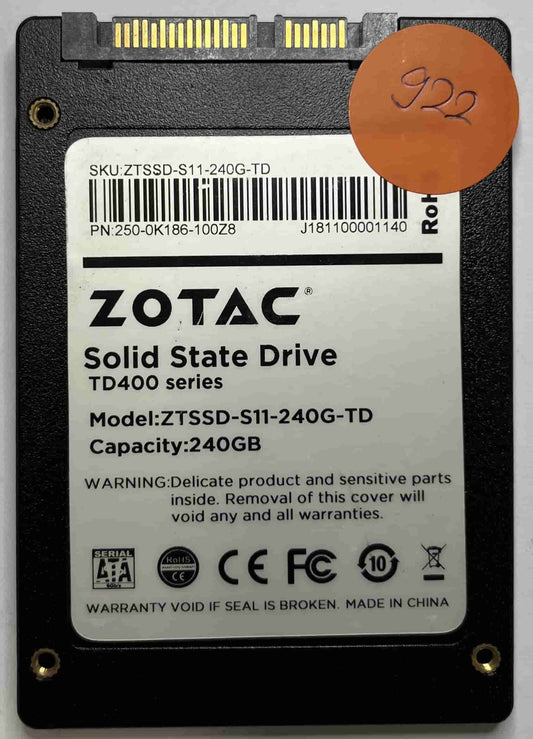 ZOTAC ZTSSD-S11-240G-TD 250-OK186-100Z8 (922) SSD for Sale