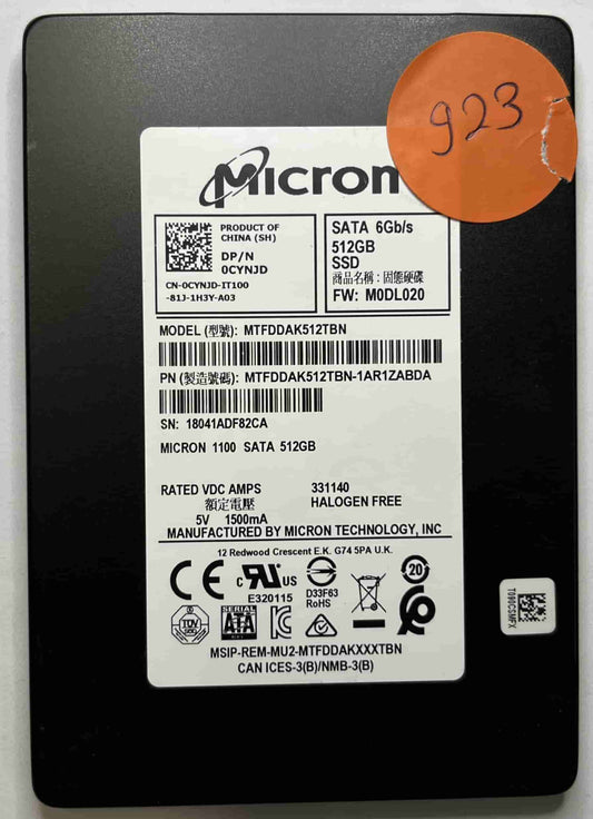 MICRON MTFDDAK512TBN MTFDDAK512TBN-1AR1ZABDA (923) SSD for Sale