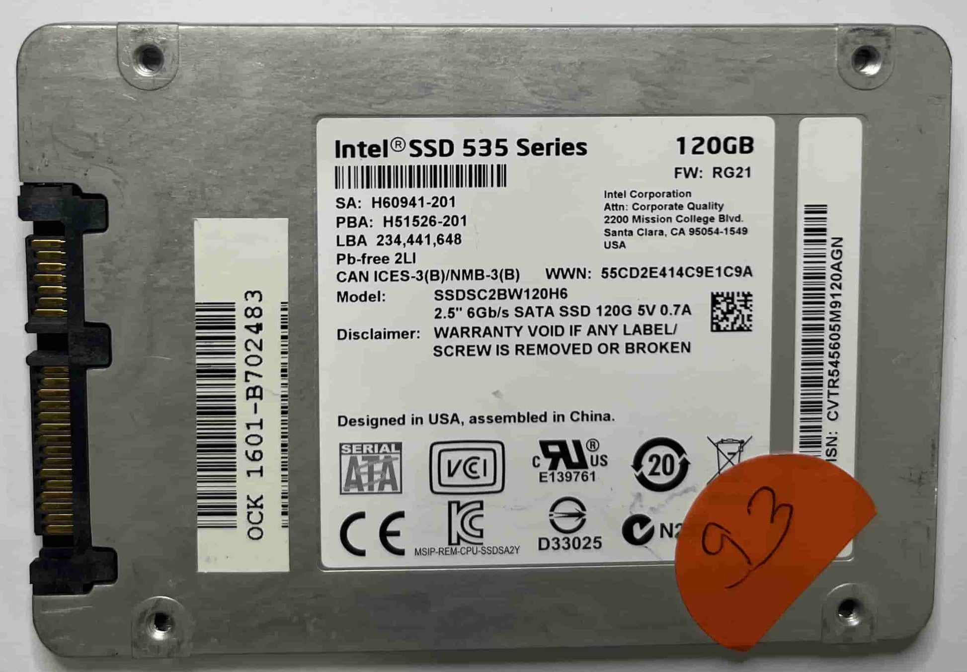 INTEL SSDSC2BW120H6 (93) SSD for Sale